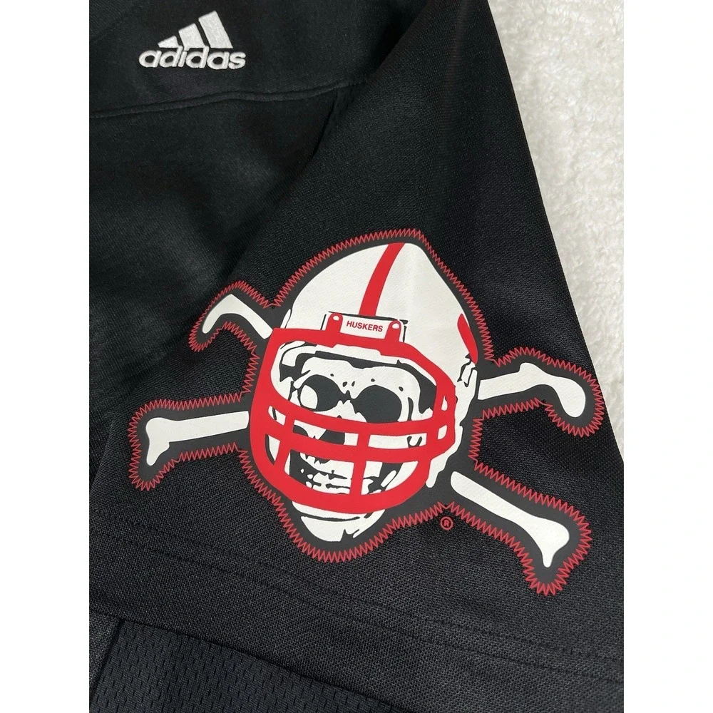Adidas Nebraska Cornhuskers #20 Black Stitched Football Jersey‎ Sz L Skull Bones